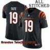 Black Home Embroidered Brandon Tate Cincinnati Bengals #19 Stitched Jersey