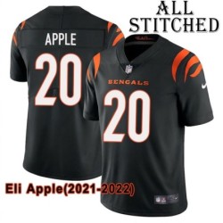 Black Home Embroidered Eli Apple Cincinnati Bengals #20 Stitched Jersey