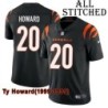 Black Home Embroidered Ty Howard Cincinnati Bengals #20 Stitched Jersey