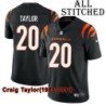 Black Home Embroidered Craig Taylor Cincinnati Bengals #20 Stitched Jersey