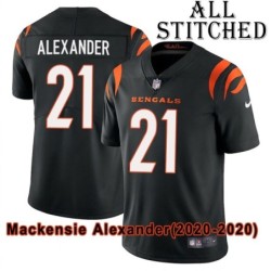 Black Home Embroidered Mackensie Alexander Cincinnati Bengals #21 Stitched Jersey