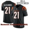 Black Home Embroidered Mackensie Alexander Cincinnati Bengals #21 Stitched Jersey