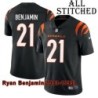 Black Home Embroidered Ryan Benjamin Cincinnati Bengals #21 Stitched Jersey
