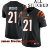 Black Home Embroidered James Brooks Cincinnati Bengals #21 Stitched Jersey
