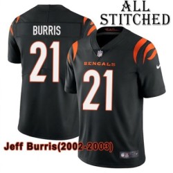 Black Home Embroidered Jeff Burris Cincinnati Bengals #21 Stitched Jersey