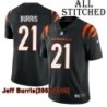 Black Home Embroidered Jeff Burris Cincinnati Bengals #21 Stitched Jersey