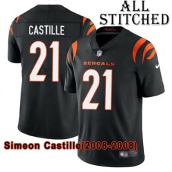 Black Home Embroidered Simeon Castille Cincinnati Bengals #21 Stitched Jersey