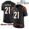 Black Home Embroidered Simeon Castille Cincinnati Bengals #21 Stitched Jersey