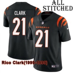 Black Home Embroidered Rico Clark Cincinnati Bengals #21 Stitched Jersey