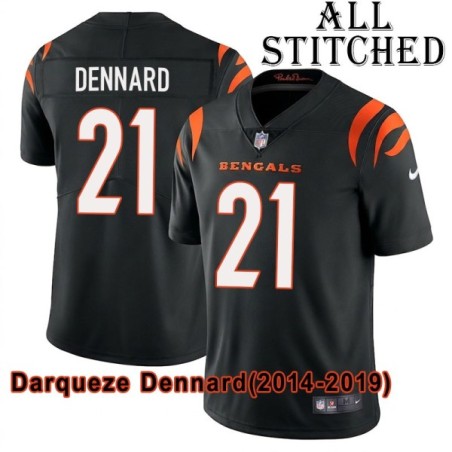 Black Home Embroidered Darqueze Dennard Cincinnati Bengals #21 Stitched Jersey