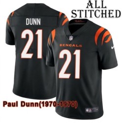 Black Home Embroidered Paul Dunn Cincinnati Bengals #21 Stitched Jersey
