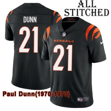 Black Home Embroidered Paul Dunn Cincinnati Bengals #21 Stitched Jersey