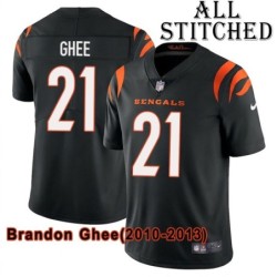 Black Home Embroidered Brandon Ghee Cincinnati Bengals #21 Stitched Jersey