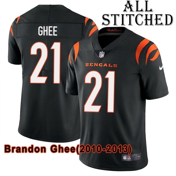 Black Home Embroidered Brandon Ghee Cincinnati Bengals #21 Stitched Jersey