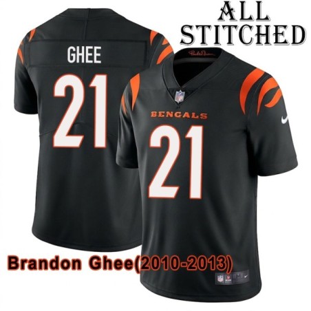 Black Home Embroidered Brandon Ghee Cincinnati Bengals #21 Stitched Jersey