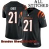 Black Home Embroidered Brandon Ghee Cincinnati Bengals #21 Stitched Jersey