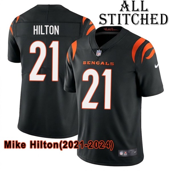 Black Home Embroidered Mike Hilton Cincinnati Bengals #21 Stitched Jersey