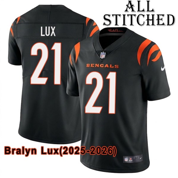 Black Home Embroidered Bralyn Lux Cincinnati Bengals #21 Stitched Jersey