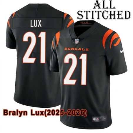 Black Home Embroidered Bralyn Lux Cincinnati Bengals #21 Stitched Jersey