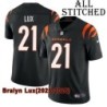 Black Home Embroidered Bralyn Lux Cincinnati Bengals #21 Stitched Jersey