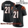 Black Home Embroidered Melvin Morgan Cincinnati Bengals #21 Stitched Jersey
