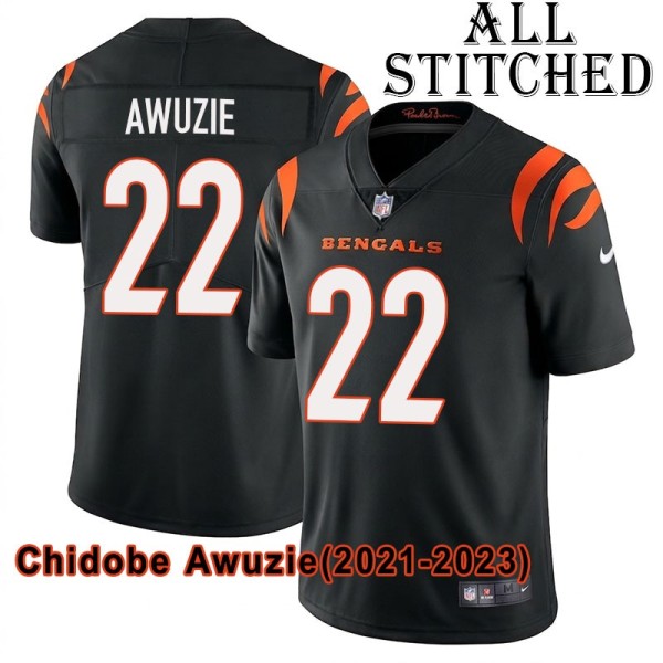 Black Home Embroidered Chidobe Awuzie Cincinnati Bengals #22 Stitched Jersey