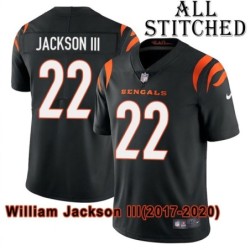 Black Home Embroidered William Jackson III Cincinnati Bengals #22 Stitched Jersey