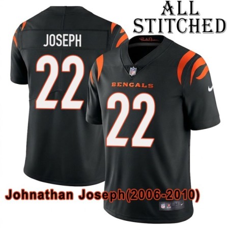 Black Home Embroidered Johnathan Joseph Cincinnati Bengals #22 Stitched Jersey
