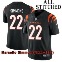 Black Home Embroidered Marcello Simmons Cincinnati Bengals #22 Stitched Jersey