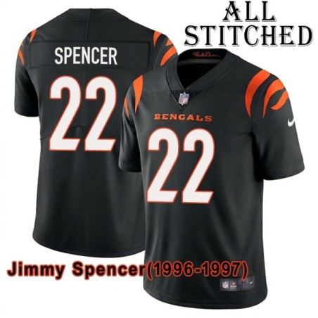 Black Home Embroidered Jimmy Spencer Cincinnati Bengals #22 Stitched Jersey