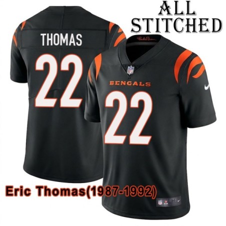 Black Home Embroidered Eric Thomas Cincinnati Bengals #22 Stitched Jersey