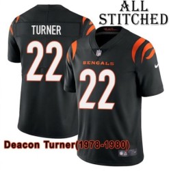 Black Home Embroidered Deacon Turner Cincinnati Bengals #22 Stitched Jersey