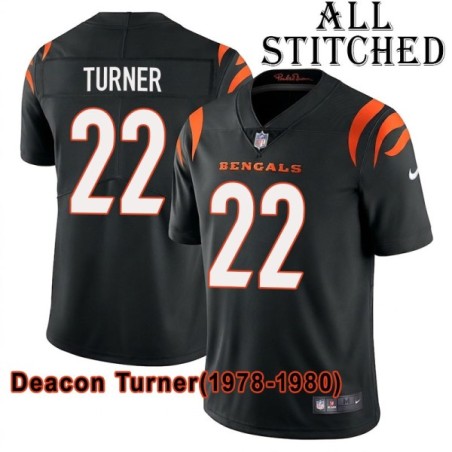 Black Home Embroidered Deacon Turner Cincinnati Bengals #22 Stitched Jersey