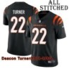 Black Home Embroidered Deacon Turner Cincinnati Bengals #22 Stitched Jersey