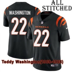 Black Home Embroidered Teddy Washington Cincinnati Bengals #22 Stitched Jersey
