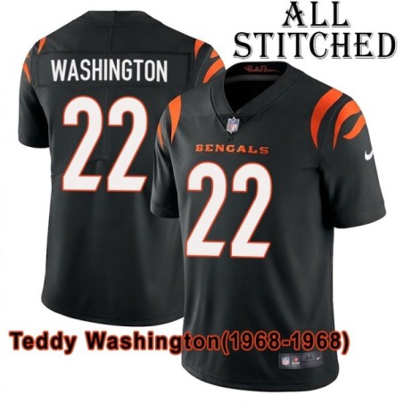 Black Home Embroidered Teddy Washington Cincinnati Bengals #22 Stitched Jersey