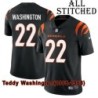 Black Home Embroidered Teddy Washington Cincinnati Bengals #22 Stitched Jersey