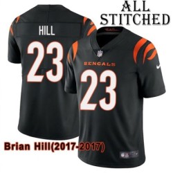 Black Home Embroidered Brian Hill Cincinnati Bengals #23 Stitched Jersey