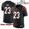Black Home Embroidered Brian Hill Cincinnati Bengals #23 Stitched Jersey
