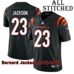 Black Home Embroidered Bernard Jackson Cincinnati Bengals #23 Stitched Jersey