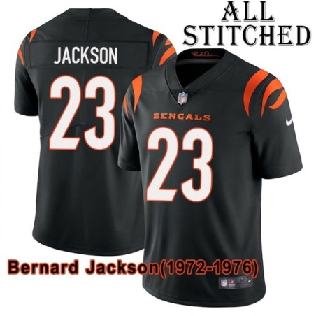 Black Home Embroidered Bernard Jackson Cincinnati Bengals #23 Stitched Jersey