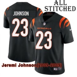 Black Home Embroidered Jeremi Johnson Cincinnati Bengals #23 Stitched Jersey
