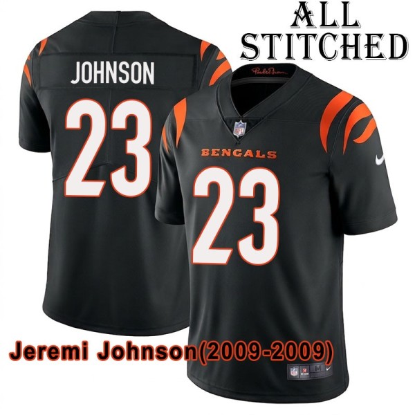 Black Home Embroidered Jeremi Johnson Cincinnati Bengals #23 Stitched Jersey