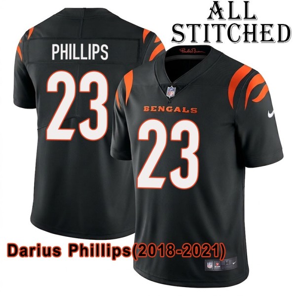 Black Home Embroidered Darius Phillips Cincinnati Bengals #23 Stitched Jersey