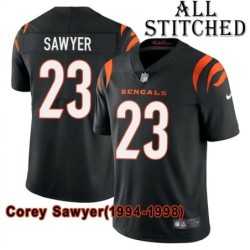 Black Home Embroidered Corey Sawyer Cincinnati Bengals #23 Stitched Jersey