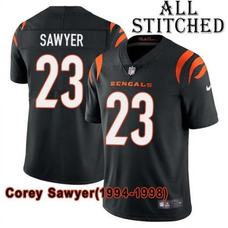 Black Home Embroidered Corey Sawyer Cincinnati Bengals #23 Stitched Jersey