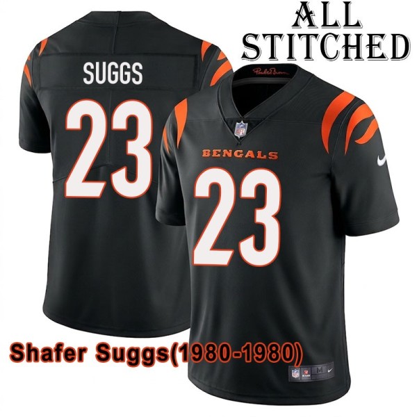 Black Home Embroidered Shafer Suggs Cincinnati Bengals #23 Stitched Jersey