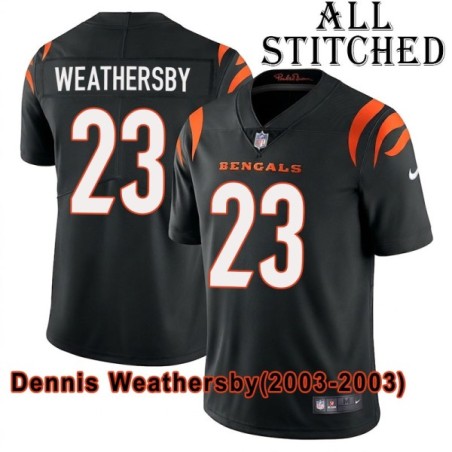 Black Home Embroidered Dennis Weathersby Cincinnati Bengals #23 Stitched Jersey