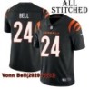 Black Home Embroidered Vonn Bell Cincinnati Bengals #24 Stitched Jersey