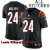 Black Home Embroidered Lewis Billups Cincinnati Bengals #24 Stitched Jersey